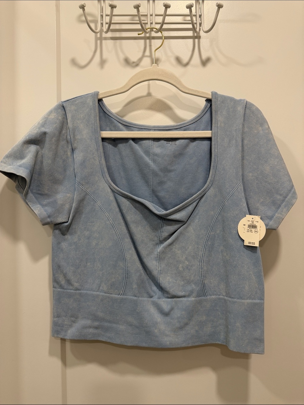 aerie Light Blue Cropped Square-Neck Top